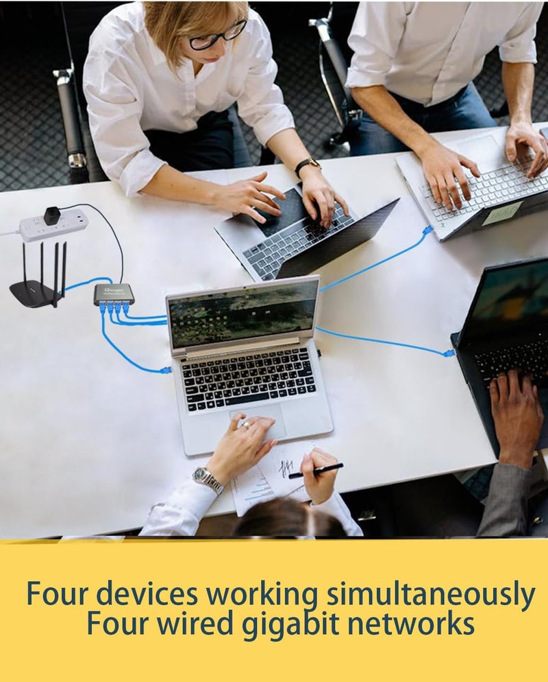 WinRaybot Ethernet Splitter, ethernet hub 4 Port gigabit,Ethernet Splitter 1 to 4,Network hub,Internet Switch 4 Port,netgear Switch (4 Devices Working simultaneously with Gigabit Network) - Image 2